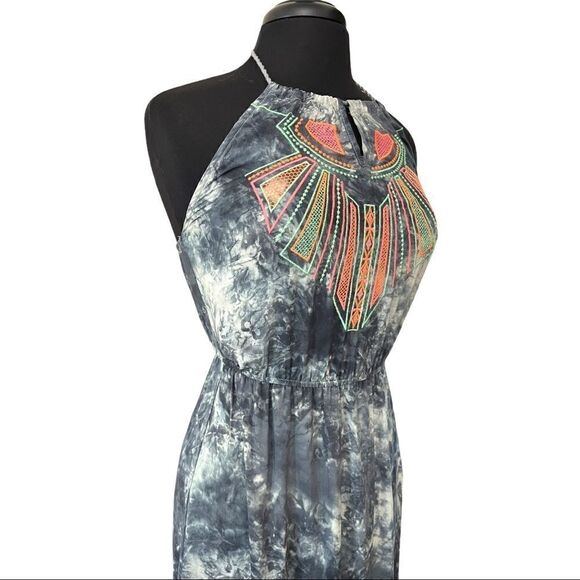 𝅺flying Tomato Tie Dye Embroidered Halter Maxi Sz S - Picture 5 of 13
